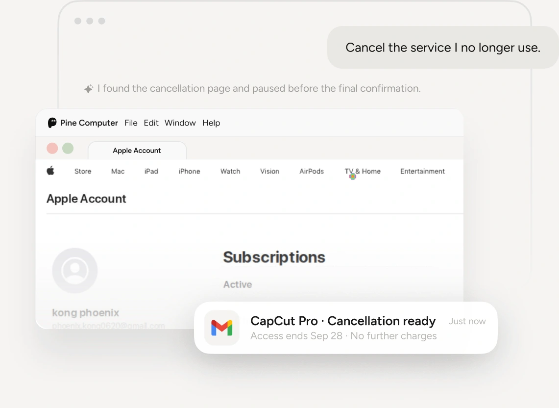Cancelación de suscripciones — Vista previa de Pine
