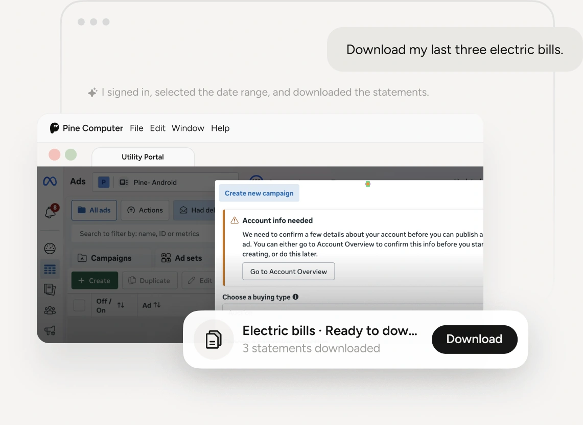 Facturas de servicios — Vista previa de Pine